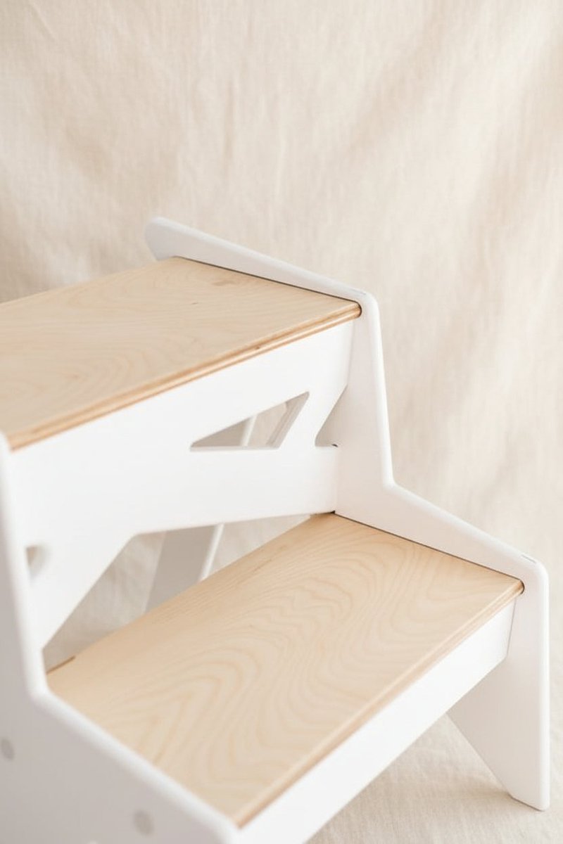 Houten opstapje - Wit