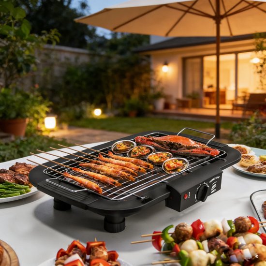 Damenzo - Grill - Elektrische bbq - Bbq - Electrische barbecue tafelmodel - Elektrische grill - 1800W - 48 × 32 × 9 cm - Zwart van damenzo — afbeelding 3