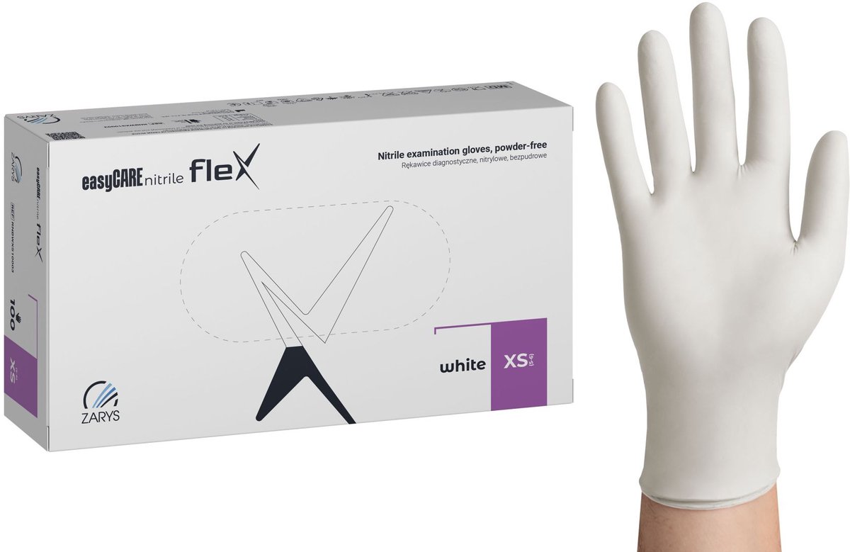 Nitril wegwerphandschoenen - Wit - maat XS - 100 stuks - easyCare Flex