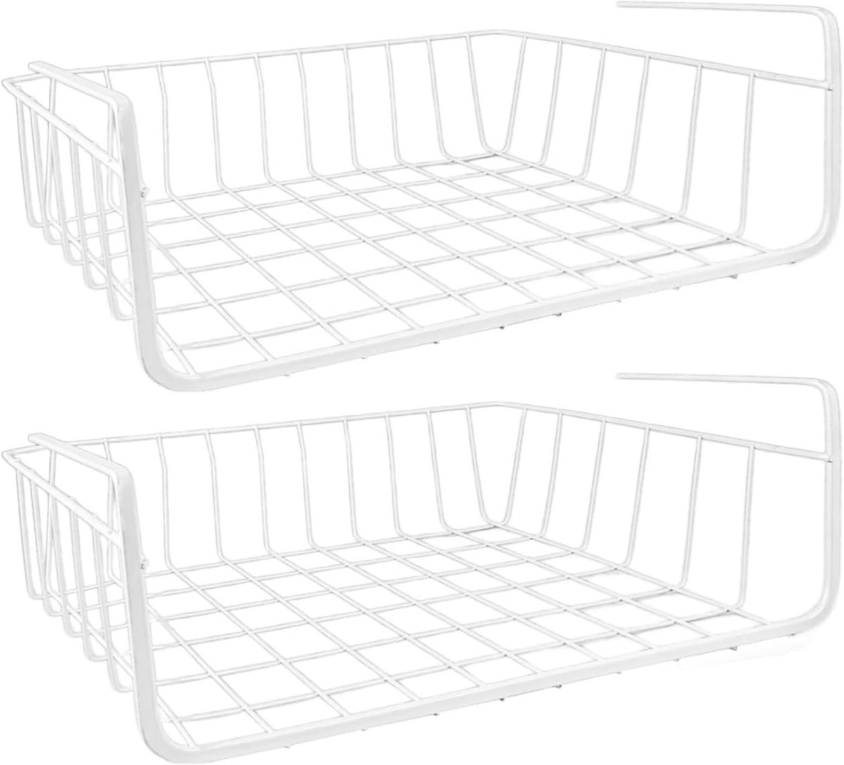 keuken, 2 stuks hangmanden, kastmanden, hangmand, hangmand, kast, kastmand, onderrek, opbergmand, onderrek, organizer voor keuken en badkamer (wit)