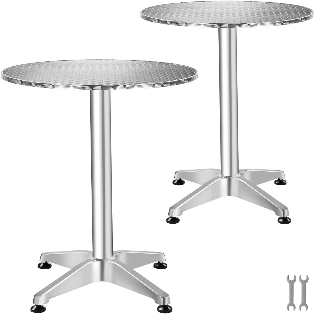 tectake® Statafels - Set van 2 Ronde Bistrotafels - Bartafels van Aluminium - In Hoogte Ve