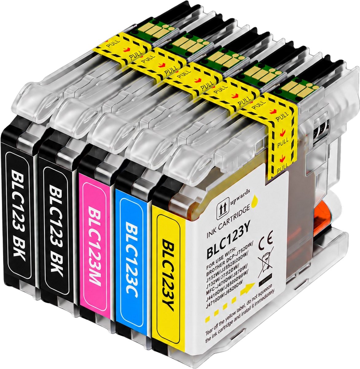 Image of Boxstuff inkt geschikt voor Brother LC123 - Multipack 5 cartridges (2x Zwart + Kleur) - Compatibel met Brother DCP-J132W, DCP-J152W, DCP-J552DW, DCP-J752DW, MFC-J4410DW, MFC-J4510DW, MFC-J4610DW en MFC-J470DW