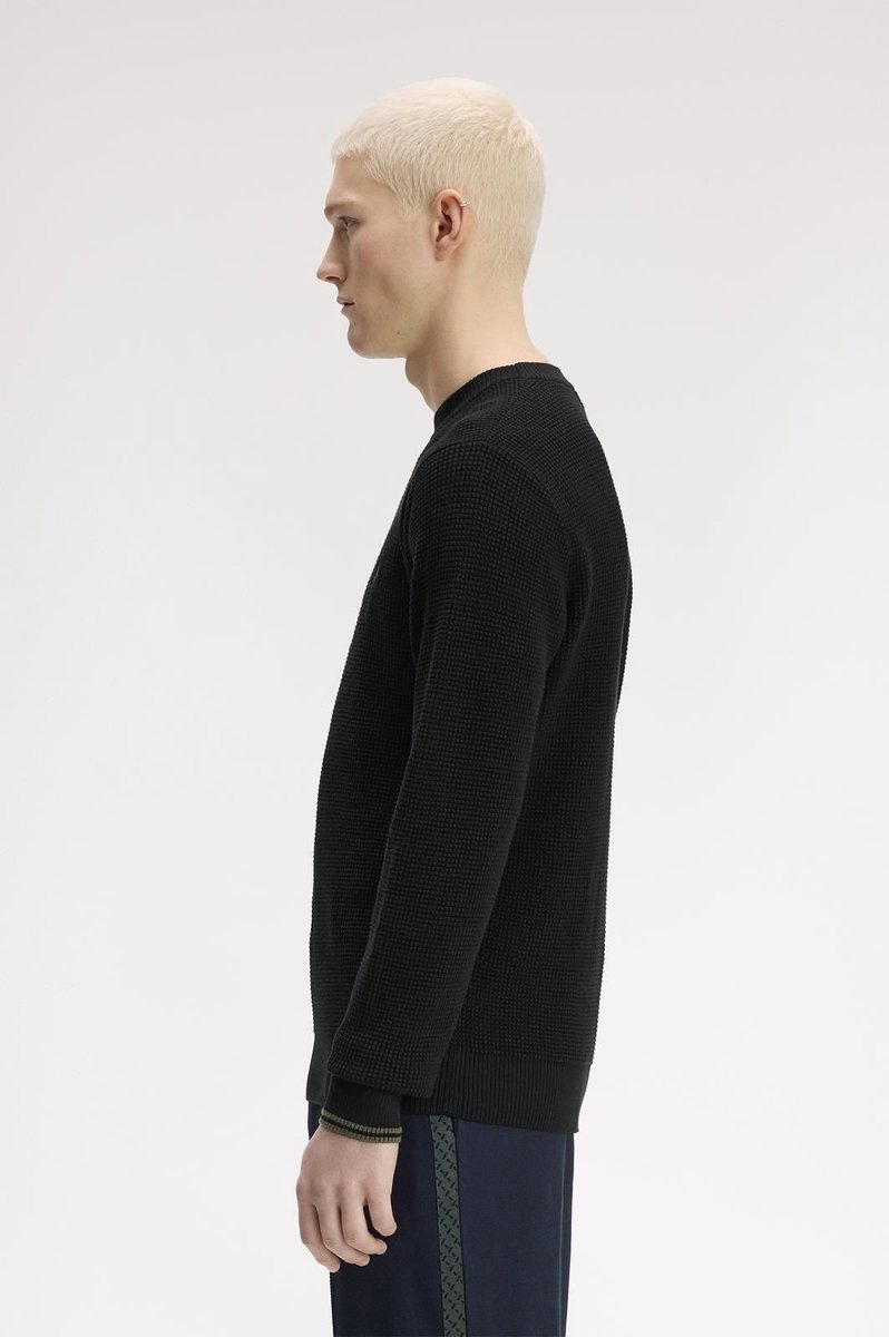 Fred Perry Waffle Stitch Jumper Black