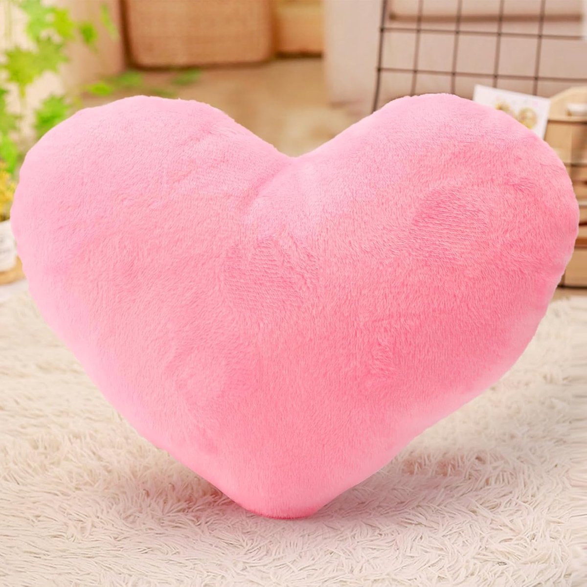 Zacht hartkussen - knuffelkussen voor woonkamer, bank, kinderkamer in roze - esthetisch sierkussen Girly (30 cm)