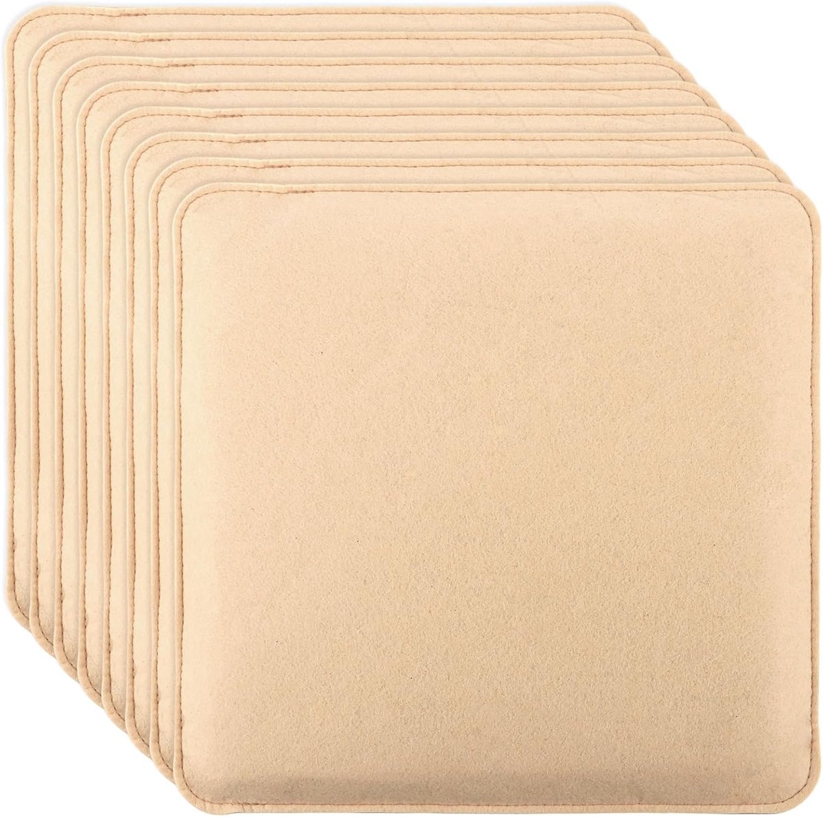 8 stuks antislip vilten zitkussens, vierkant, 35 cm, stoelkussens met antislipnoppen voor alle soorten stoelen, voor binnen en buiten, beige