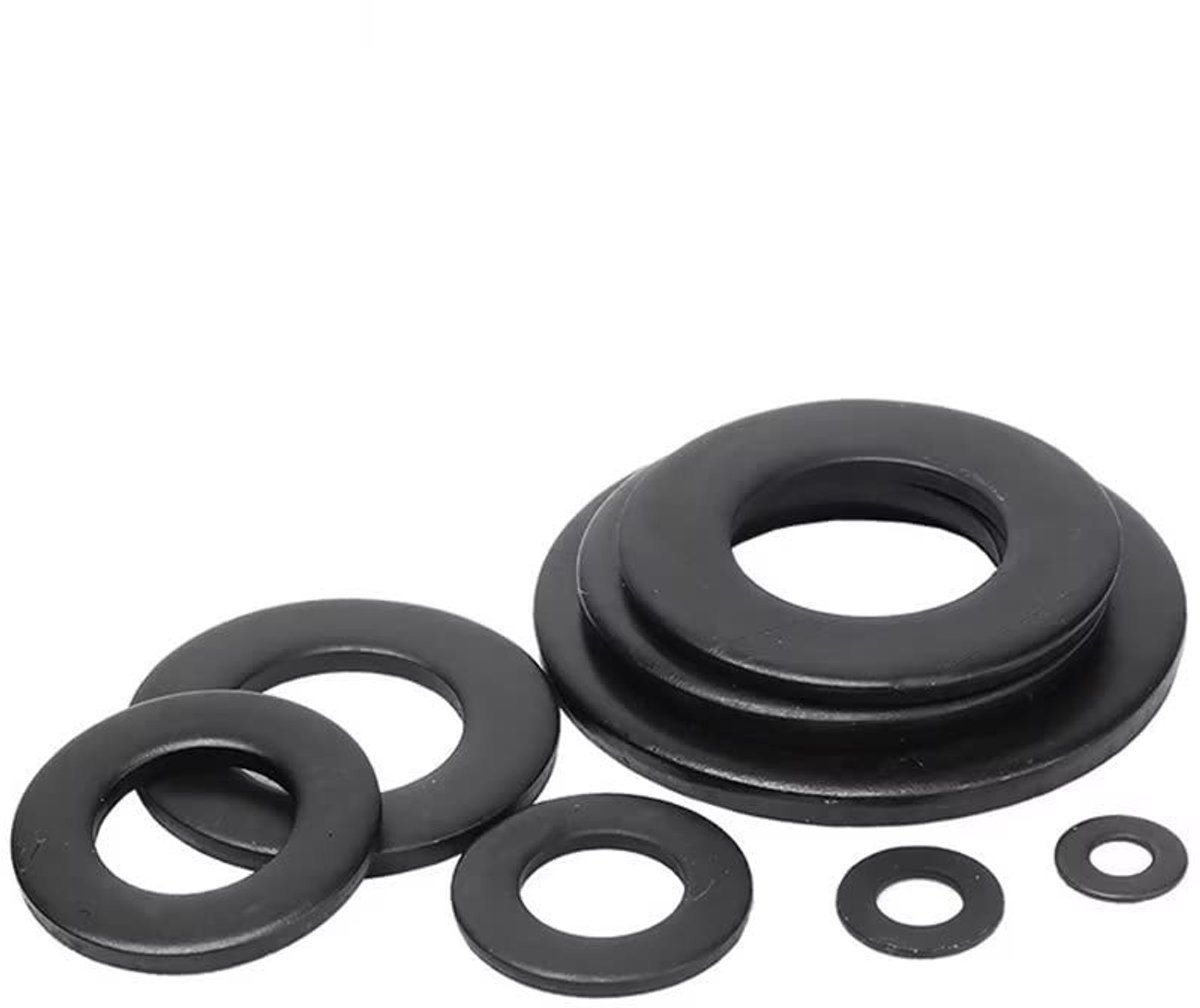 Dailygoods- Sluitringen Platte - Koolstofstaal - Zwart - M2 x 5 x 0,5 mm - 200 Stuks - Bevestigingsmateriaal - Ring
