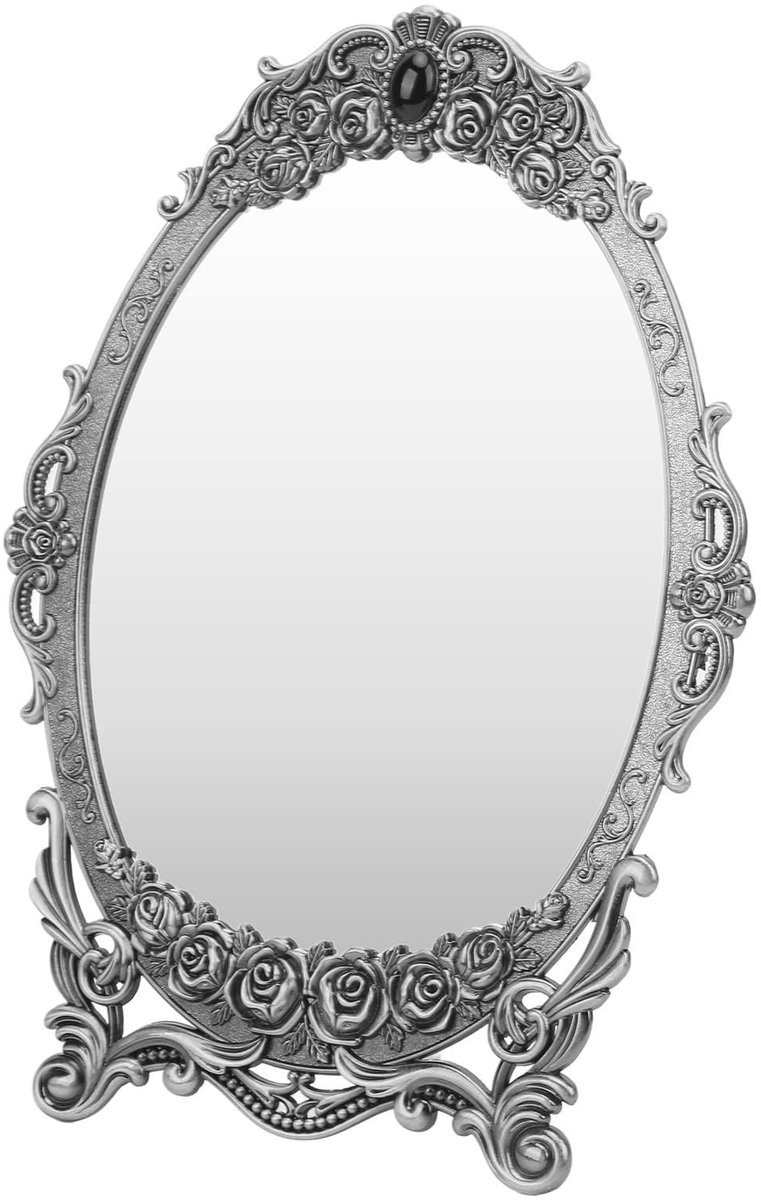 Dailygoods - Vintage Make-Up Spiegel met Standaard - Antieke Tinnen Look