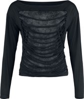 Black Premium by EMP Zwart shirt met lange mouwen en mesh-inzetten - Dames - S