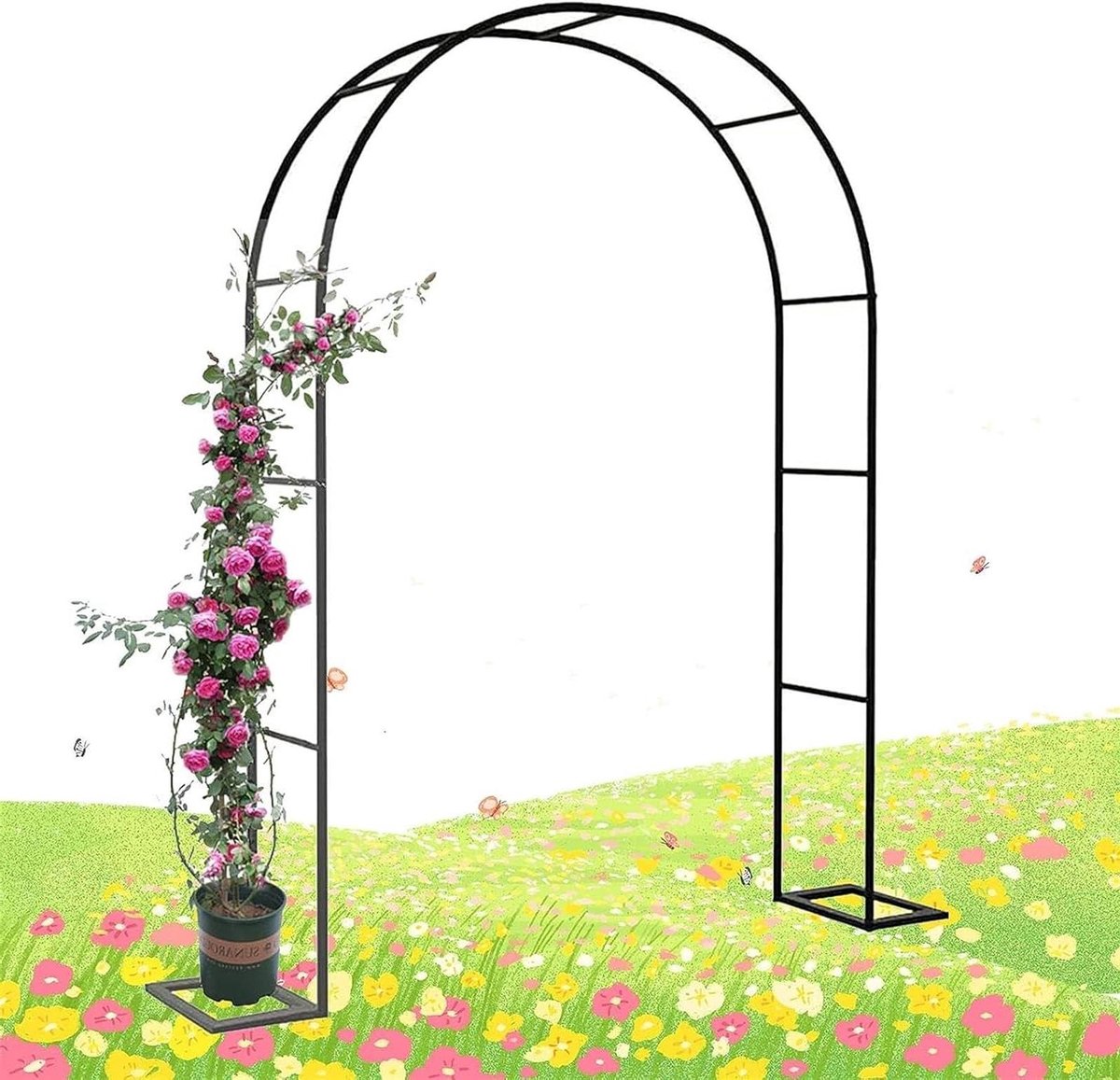 Tuinboog Metaal - Pergola Roos - Decoratie Buiten - Roestvrij Staal - 220 cm - Zwart