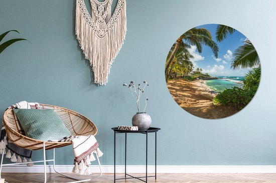 WallCircle - Tableau - Vue La Mer Entre Les Palmiers Maui Et - Multicolore - 90 X 90 Cm