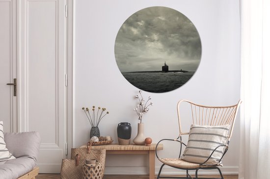 WallCircle - Cercle mural - Cercle mural - Un sous-marin fait surface dans l'océan Pacifique - Aluminium - Dibond - 140x140 cm - Intérieur et extérieur