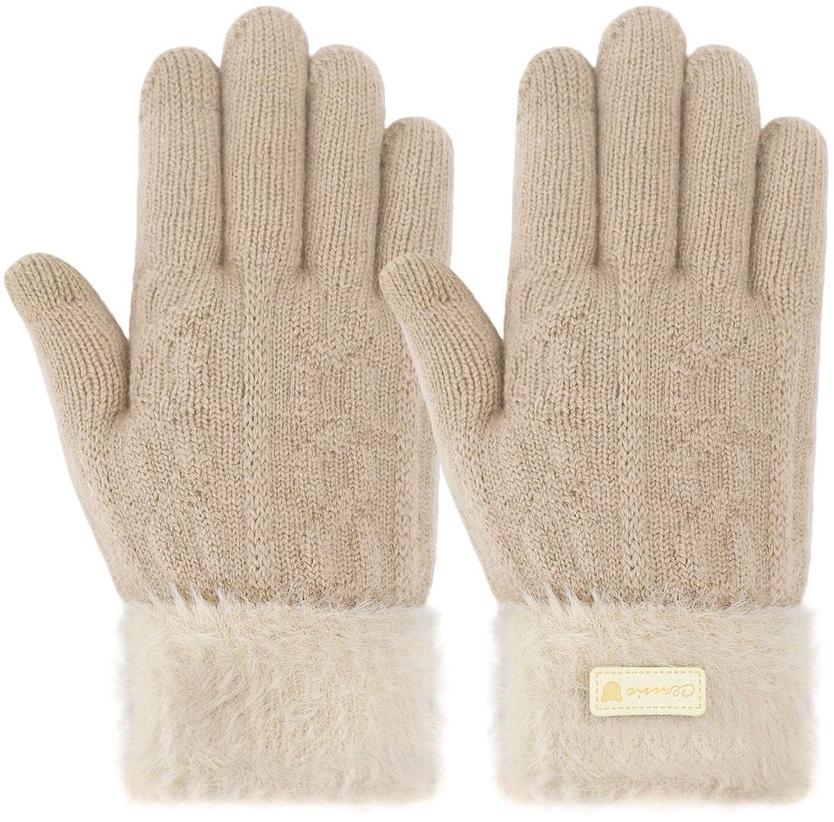 Dailygoods- Winterhandschoenen Dames - Warme Gebreide Handschoenen - Touchscreen - Pluche Manchetten - Polyester - 1 Paar