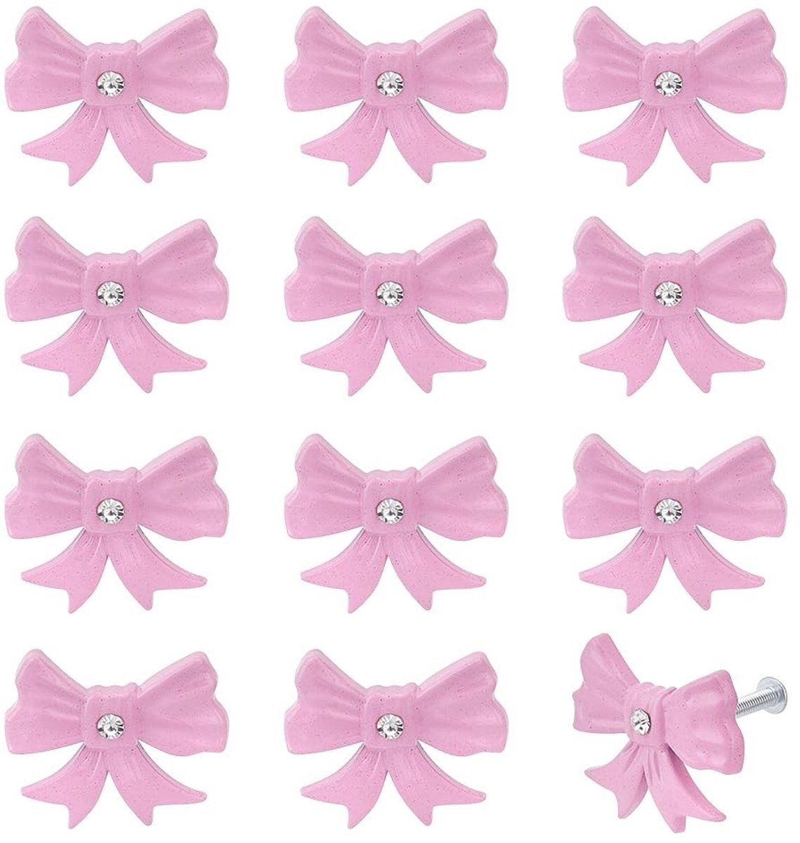 Dailygoods- Ladeknoppen 12 Stuks - Vintage Strikvorm - Zinklegering - Decoratieve Diamantdetails - Parelroze Afwerking - Elegante Meubelaccessoires - Kastknoppen