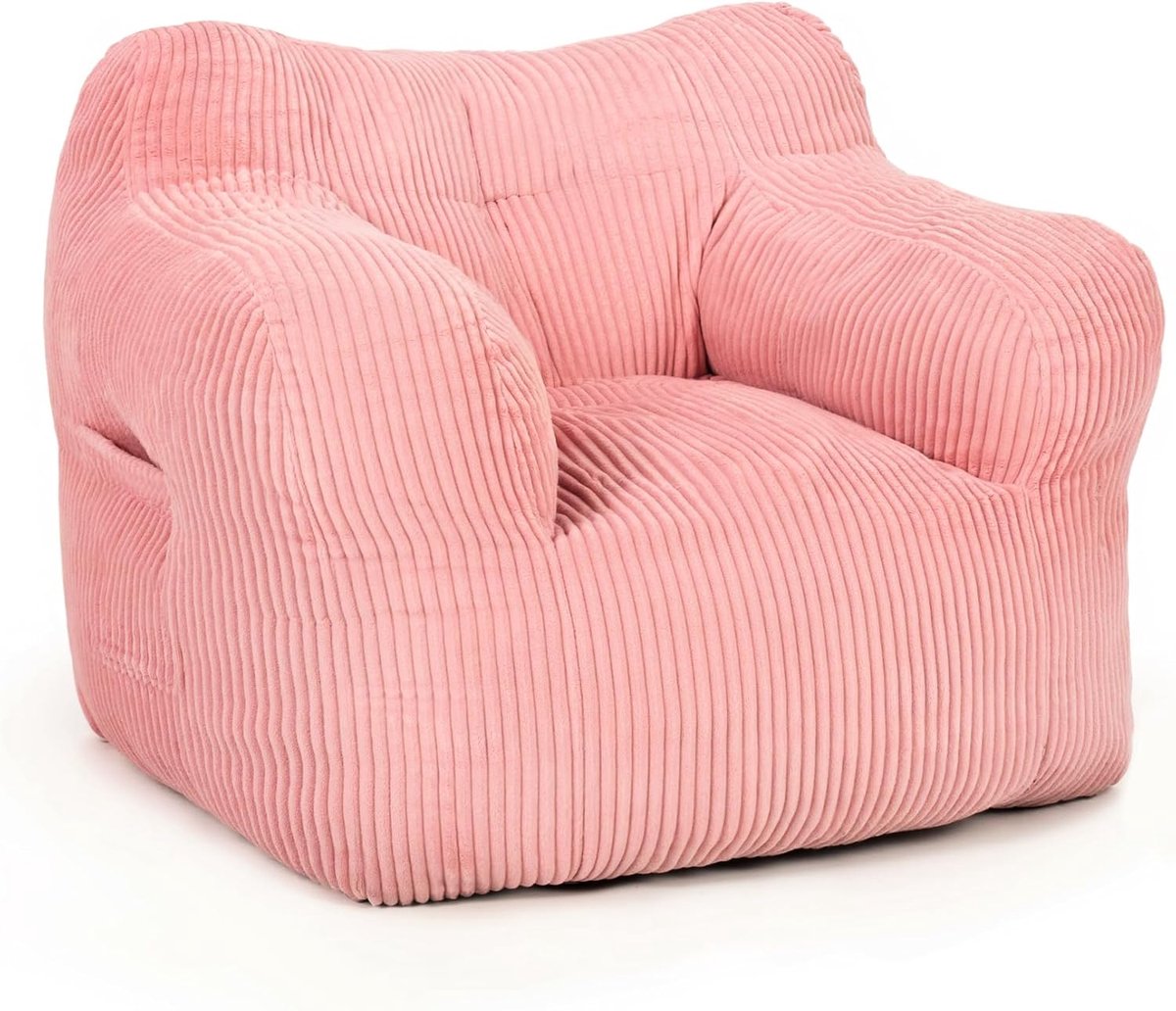 SnelShoppen - Pamapic Zitzak Enkel Zitzak Stoel met Vulling, Ergonomische Zitzak voor Volwassenen, Draagbaar Handvat, Moderne Comfortabele Bank, Roze