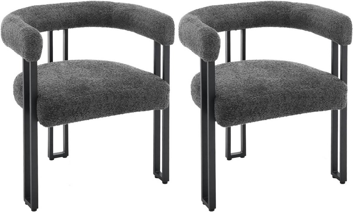 SureDeal® - eetkamerstoelen - Armleuningen - Comfortabele moderne fauteuil - Gemaakt chenille metaal - 61,5x51,5x72 cm