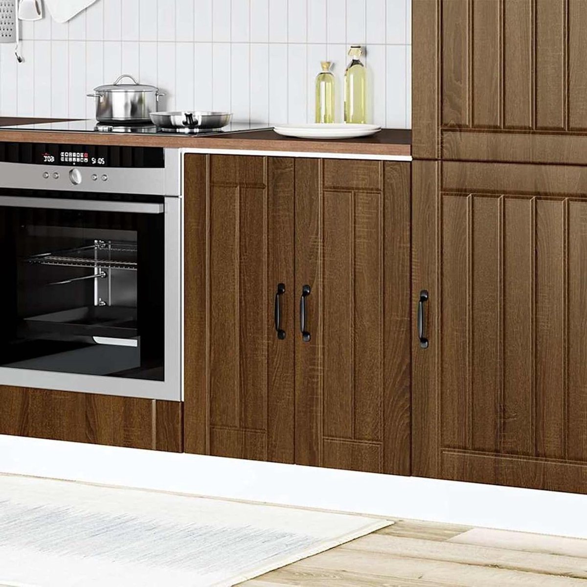 Onderkast Spoelbak - Keukenkast Keukenmeubel - Keuken Opbergen - Verstelbare Pootjes - 60 x 46 x 81.5 cm - Bruin Eiken