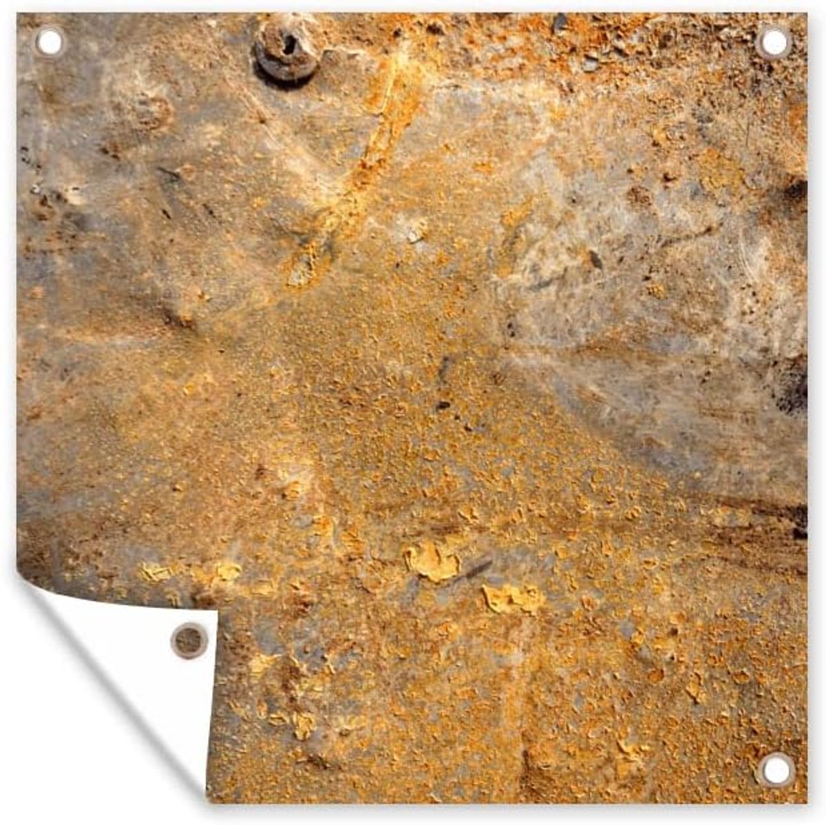Tuinposter - 200x200 cm - Metaal - Roest - Goud - Grijs - Structuur