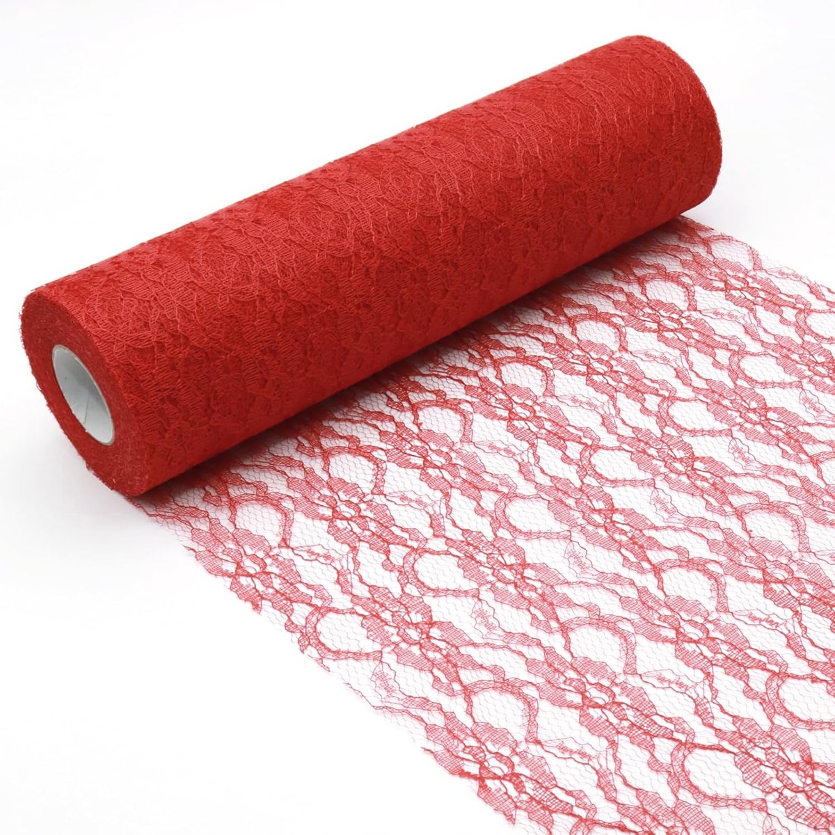 Tafelloper kant rood 30 cm x 25 m tafeldecoratie lint kant stof deco tafelloper voor tafeldecoraties bij speciale gelegenheden zoals bruiloften en doopfeesten