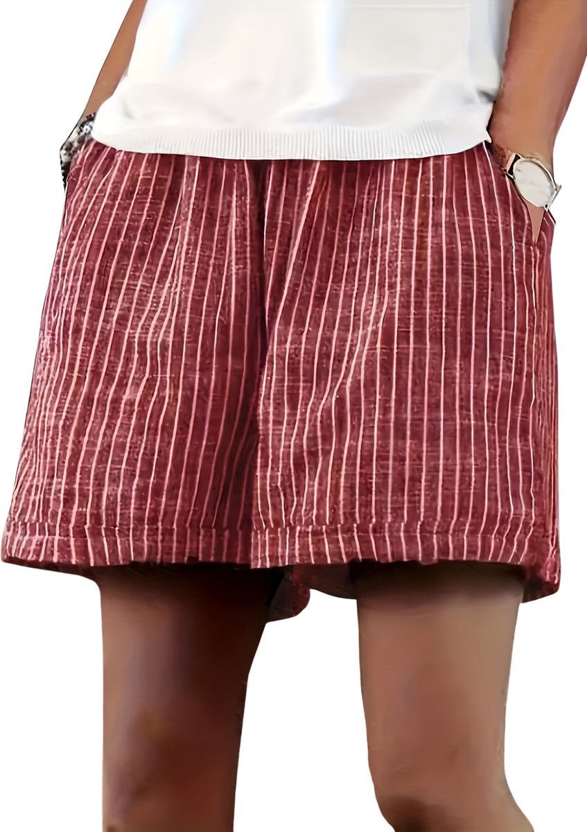 Currero Korte Broek Dames Spijkerbroek Met Zakken Volwassenen Meisjes Shorts Baksteenrood