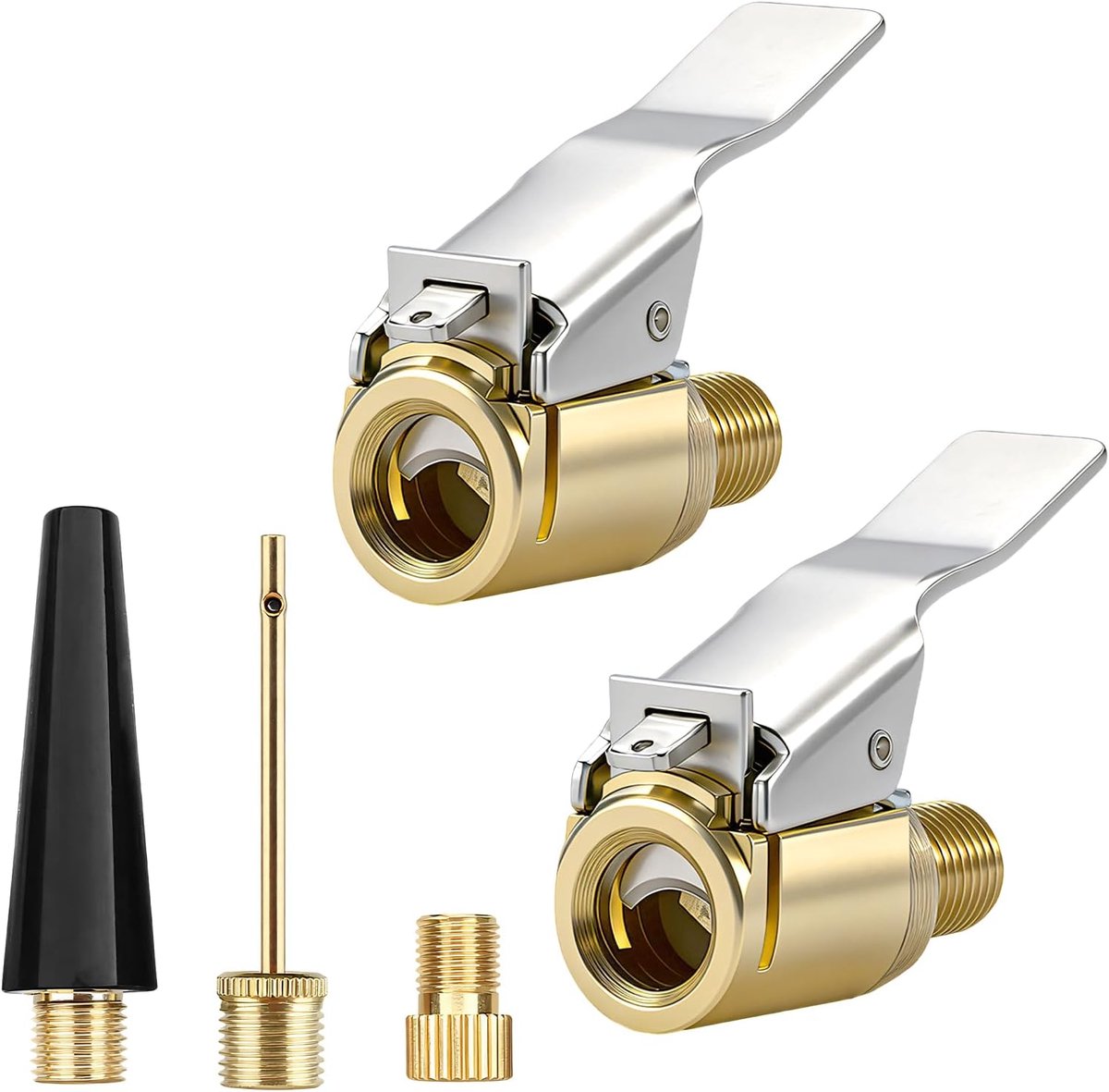 Ventieladapterset, multifunctionele ventieladapterset, compatibel met Bosch EasyPump. Frans ventiel voor auto & balnaald voor fiets, auto (messing)