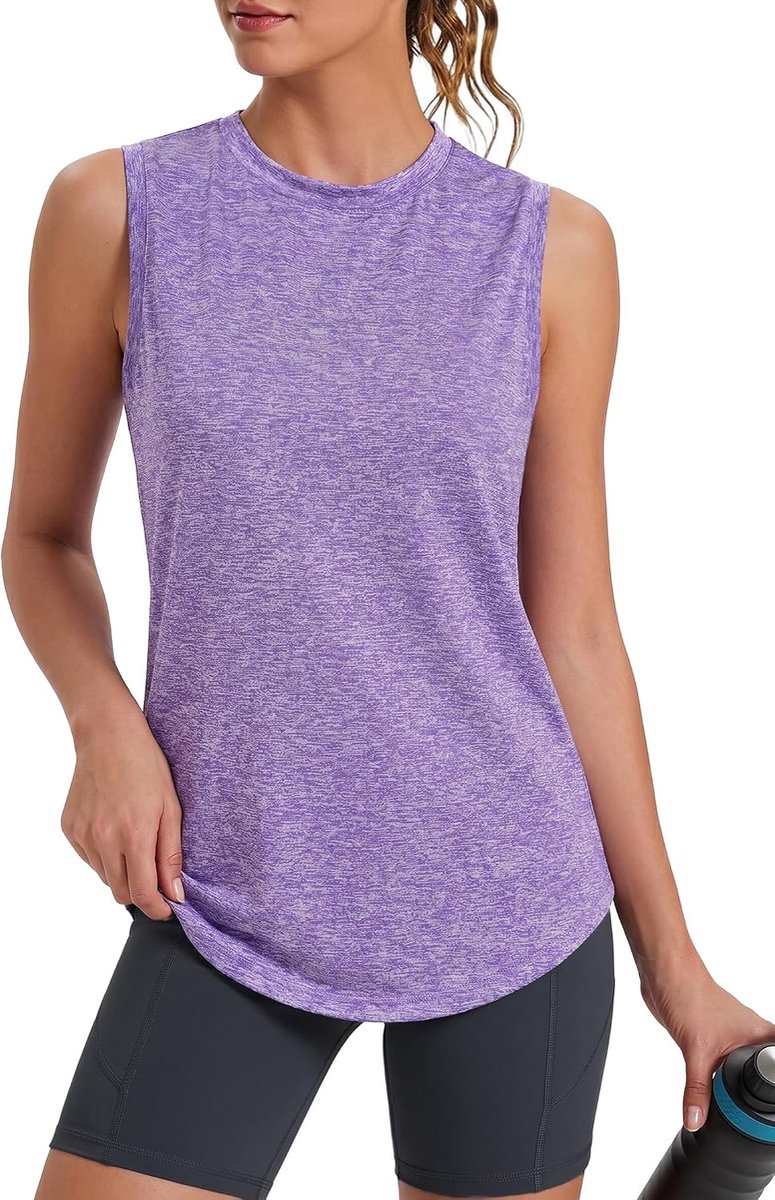 Sporttop voor dames, mouwloze fitness-top voor dames, ronde hals, van ademend mesh, fitness, yoga, hardlopen, dansen