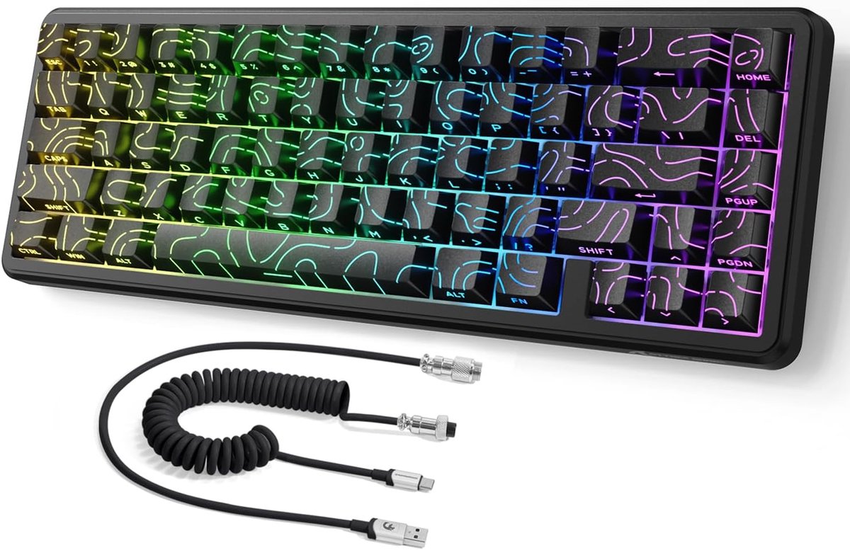 ATTACK SHARK X65 HE Rapid Trigger-toetsenbord, 0,01 mm RT-nauwkeurigheid, 8KHz, 60% Bedraad Magnetic Switch Gamingtoetsenbord met 8 KHz-Kabel, Instelbare Bediening, Snap Tap, Zwarte Contour
