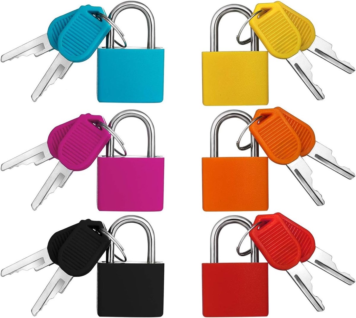 Mini Hangslot Set van 6 Stuks in Kleurrijke Variaties voor Koffers, Tassen en Cabinets - Veiligheidsloten met Sleutels voor Reizen en Opbergruimte