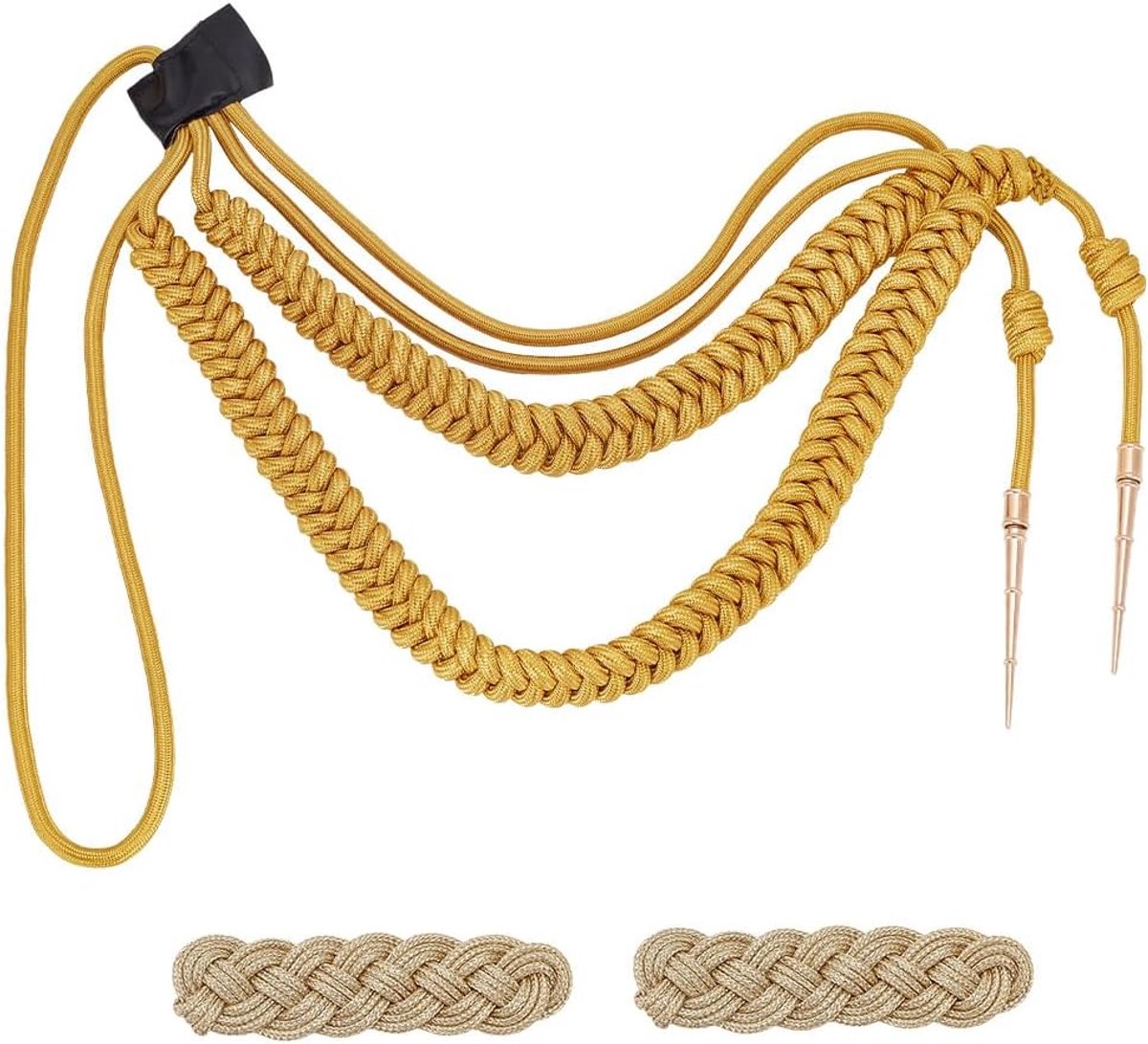 Schoudervullingen, goud, naald, schouderriem, traditioneel, gevlochten, militair, schouderbadge, voor uniform, cosplay, kostuum, doe-het-zelf, kleding, decoratie, accessoires, goud