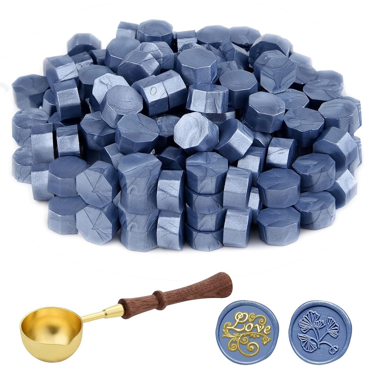 100 Stuks Zegellak Kralen, Veel Kleuren voor Wax Zegel Stempel, Achthoek Zegel Kit met Smeltlepel, Perfect voor Uitnodigingen, Kaarten, Enveloppen en Cadeaupakketten