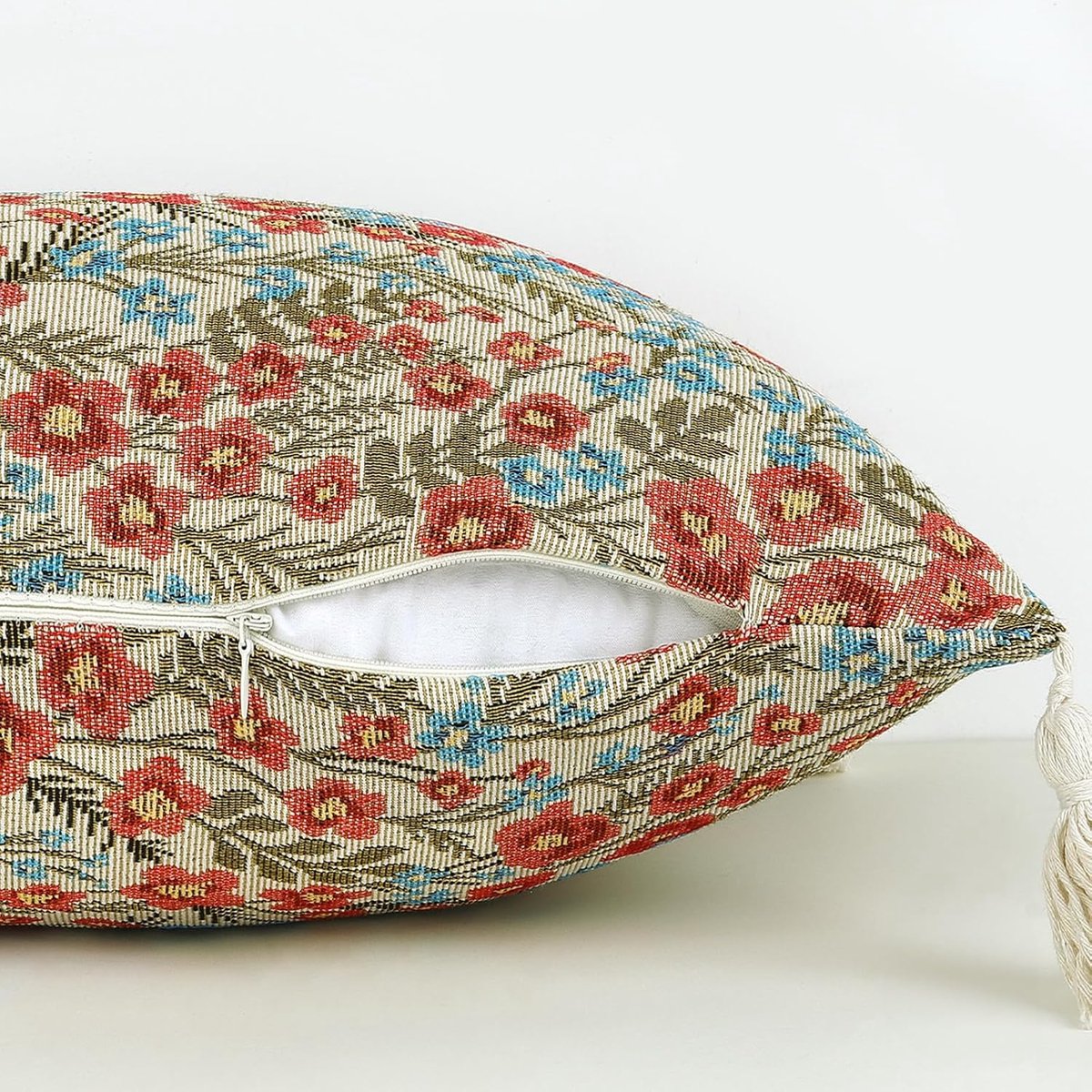 Spring Vintage Floral Cushion Covers 30 x 50 Pack of 1 Summer Rustic Wild Flowers Soft Jacquard Square Pillow Case - ShopVlot