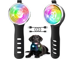 SnelShoppen - Tubasion Hondenlamp voor nachtelijke wandelingen, 2 stuks, oplaadbaar, IP66 waterdicht, 8 modi, siliconen band, veiligheidslicht voor ho