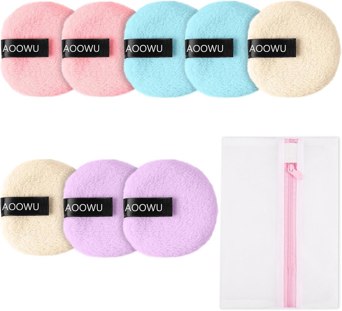 Herbruikbare Make-up Verwijder Pads - Set van 8, Dubbelzijdig Flanel, Zacht en Geschikt voor Gezichtsreiniging en Make-up Verwijdering met Opbergzak