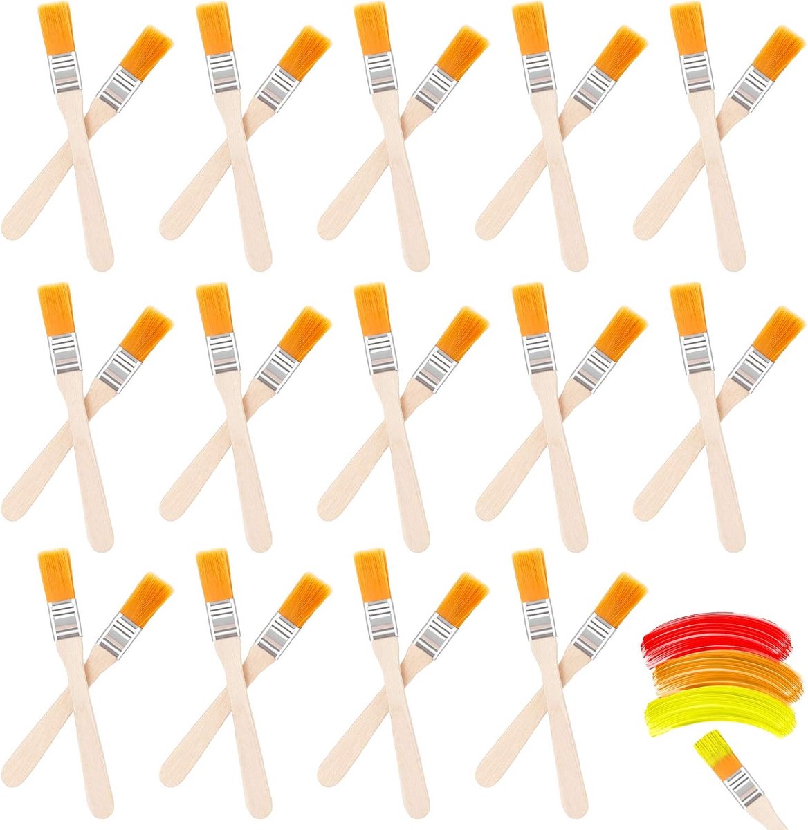 40 stuks platte haarverfpenselen olieverf penselen professionele nylon verfkwasten met houten handvat voor muurschilderen, doe-het-zelf aquarel schilderen