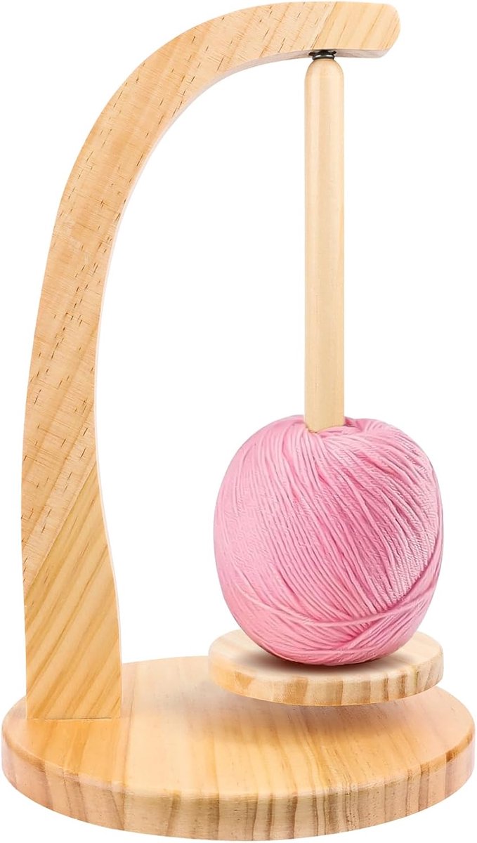 Garenhouder van hout, wolwikkelaar, wolhaspel roterende wollen bolhouder, houten bolhouder, handgemaakte garenkogelhouder voor breien, draaibare verticale garenopslag (C)