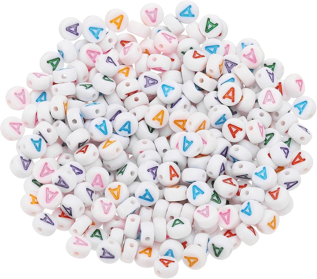 Kralen, 300 stuks letter A acryl alfabet kralen witte kralen gekleurde letters voor het maken van sieraden armbanden maken kettingen doe-het-zelf, veelkleurig