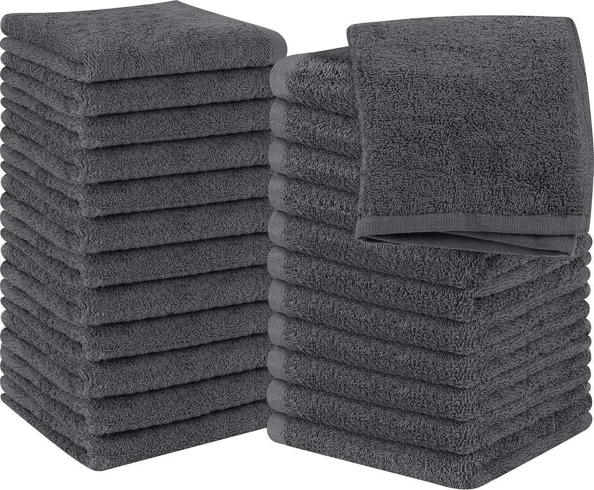 SnelShoppen - 24 Stuks Zeepdoeken 30x30 cm met Ophanglussen, Absorberende Washandjes voor Gezichtsreiniging, 100% Katoen, Grijs, Ideaal voor Thuis, Ca