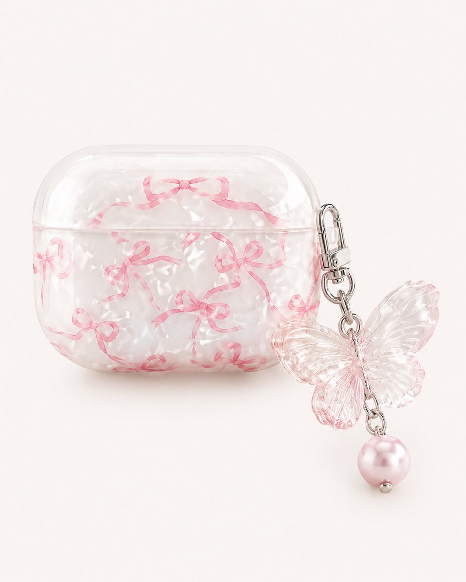 Enluxe Case geschikt voor Airpods 4 - Rose Parelmoer Shell - Glanzend Hardcase Hoesje, Schokbestendig
