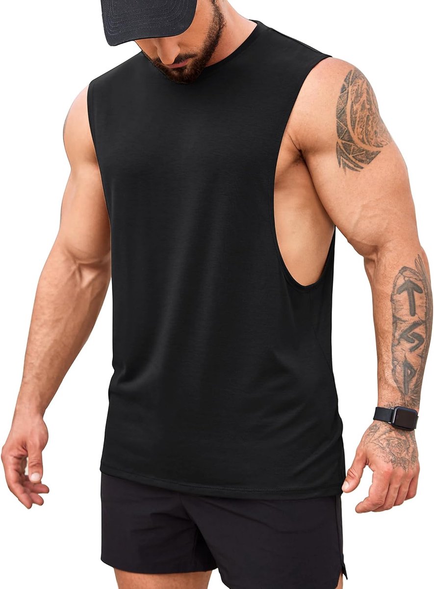 Heren Workout Tank Top Set van 2 Gym Bodybuilding mouwloos spier-T-shirts