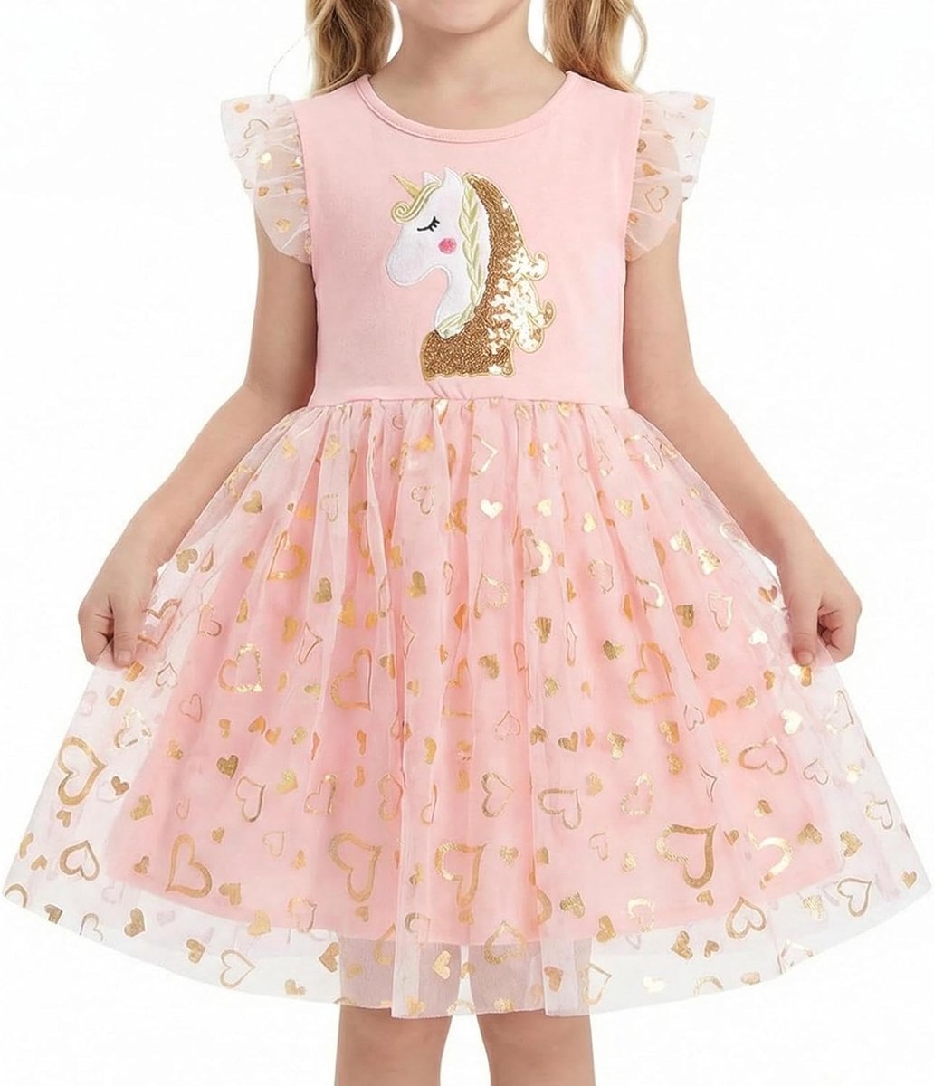 Jurken voor meisjes - Tutu met ruches - Zomerjurk voor kleine vrouwen - Feestcadeaus van 3-8 jaar, roze, 6-7 jaar