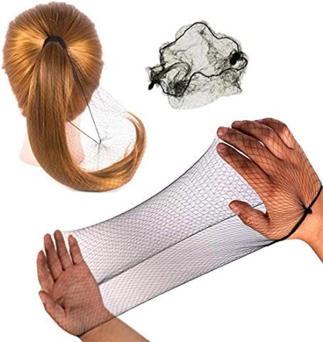 50 Stuks Haarnetjes - Onzichtbaar elastisch gaas Knot haarnetjes voor Balletdans 20 "