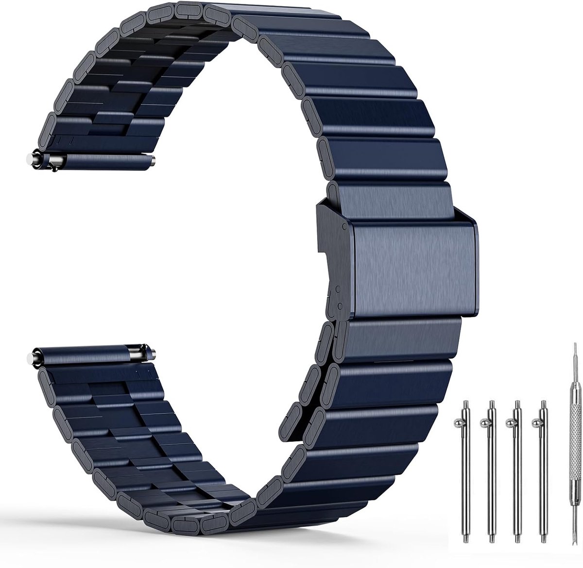 horlogeband van roestvrij staal, 22 mm, zwart, snelsluiting, horlogebandje van roestvrij staal, smartwatch-reservearmband voor heren en dames, metalen armband 20 mm, 22 mm, 22MM