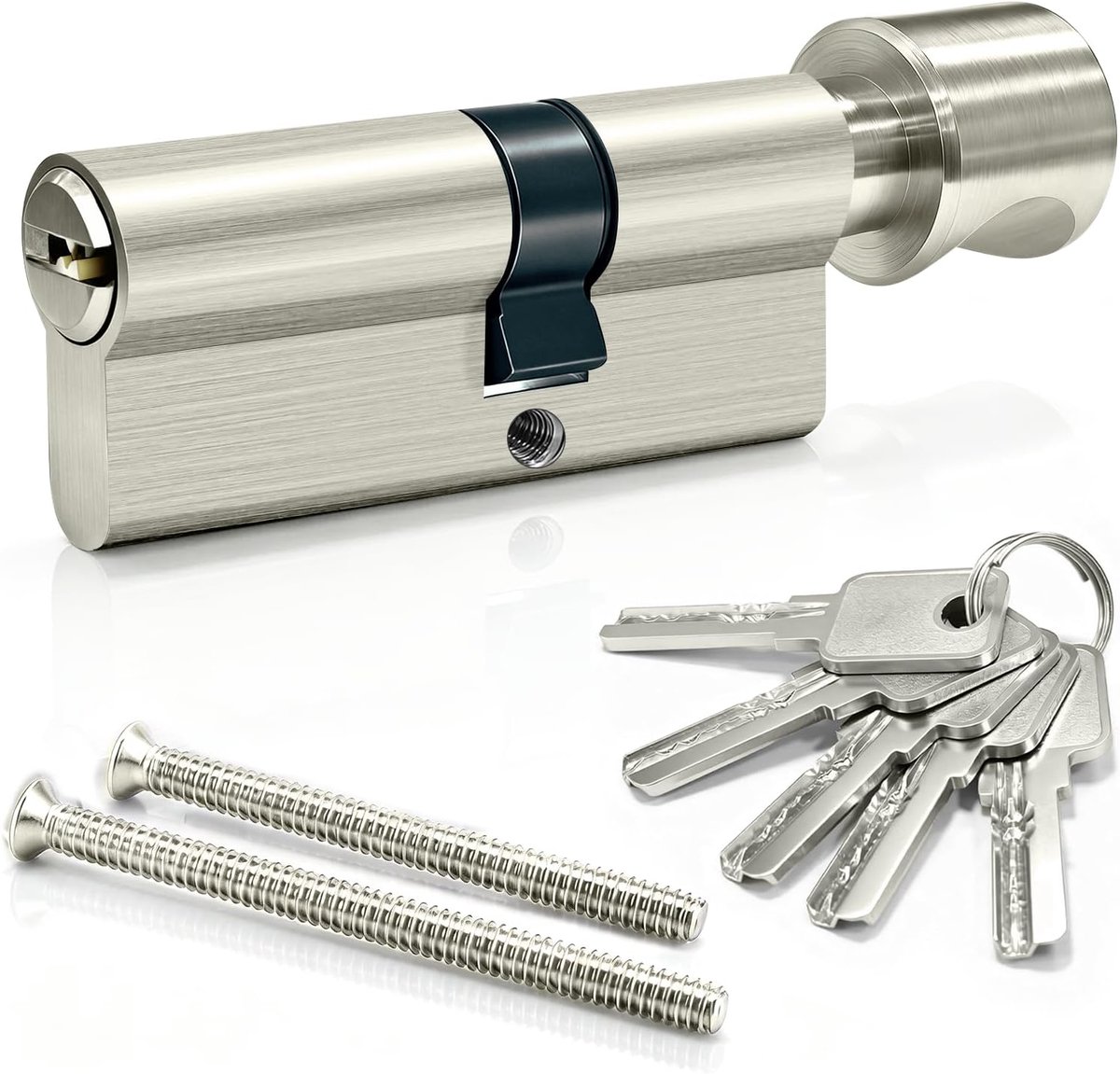 Cilinderslot 40/30, knopcilinder 70 mm, cilinderslot met knop, deurcilinderslot, veiligheidsslot, voordeur met 5 sleutels