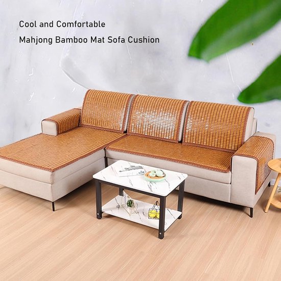 Bamboe Slaapmat - Koelmat Zomer - Koel Slapen - Natuurlijk Bamboe Materiaal - 70x150cm - Geel — afbeelding 3