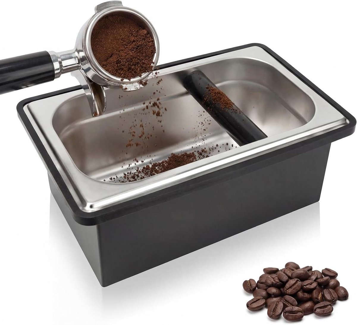Afklophouder Koffiedik - Klopbox Espresso - Koffiebereiding Thuis - Schokabsorberende Slagstang - 27.8 cm Lengte - Zwart