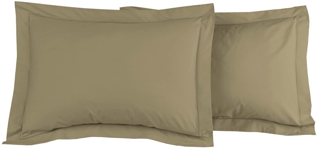 SnelShoppen - Set van 2 kussenslopen van zacht perkal katoen 50 x 70 cm taupe - Luxe kussenslopen voor slaapkamer, beddengoed, comfortabel slapen
