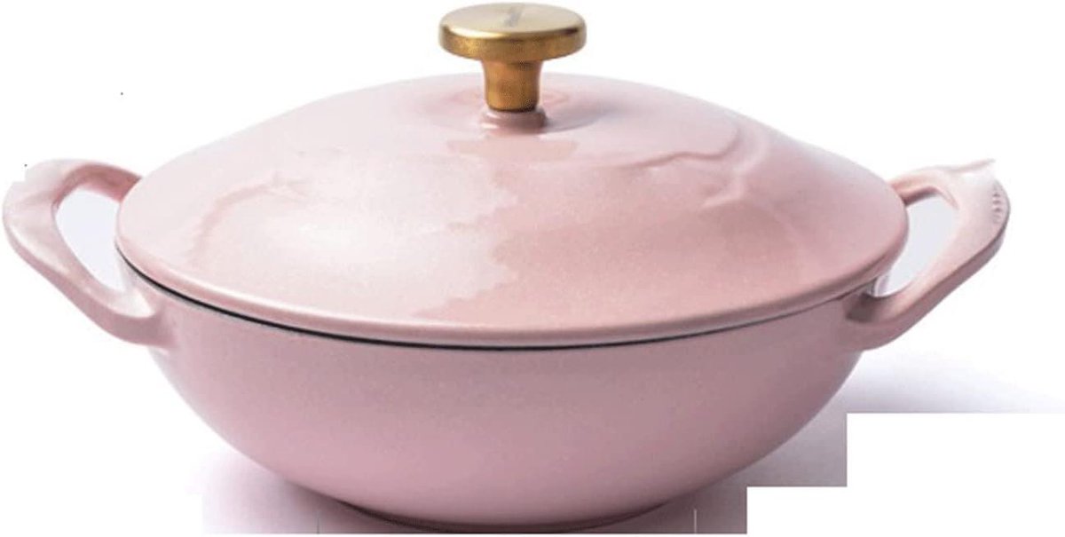 Soeppan Gietijzer - Stoofpot pan - Gezond Koken - Gelijkmatige warmteverdeling - Brede bodem - Zwart