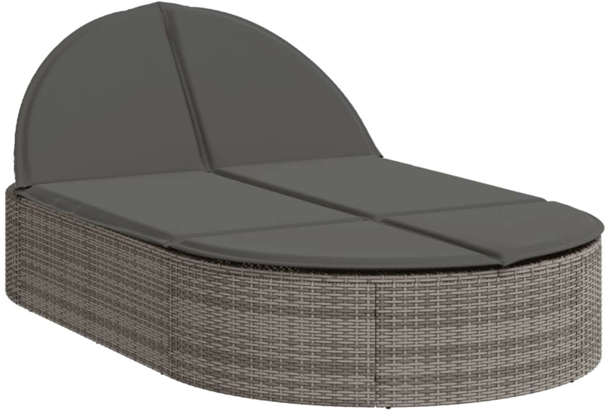 Ligbed - Tuin - Zonnebed - Ligstoel - Loungebed - Weerbestendig - Verstelbaar - Buiten - Opklapbaar - Met zonnescherm - Grijs