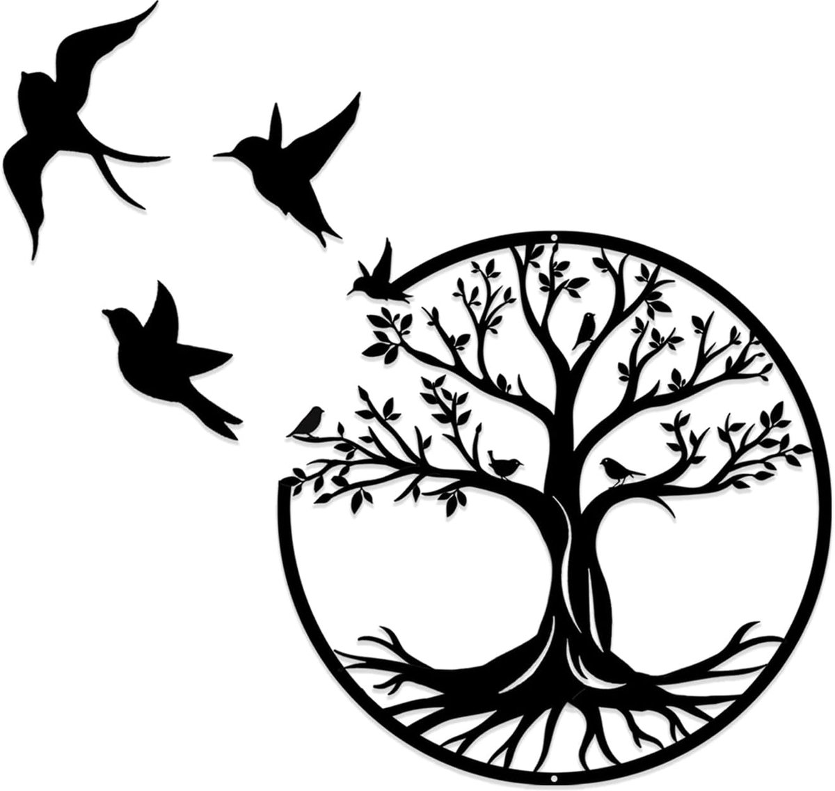 Tree of Life Muurkunst Muurdecoratie, Metalen Levensboom Muurdecoratie, Voor Geschenk Binnen Buiten Tuin Huisdecoratie（50cm）