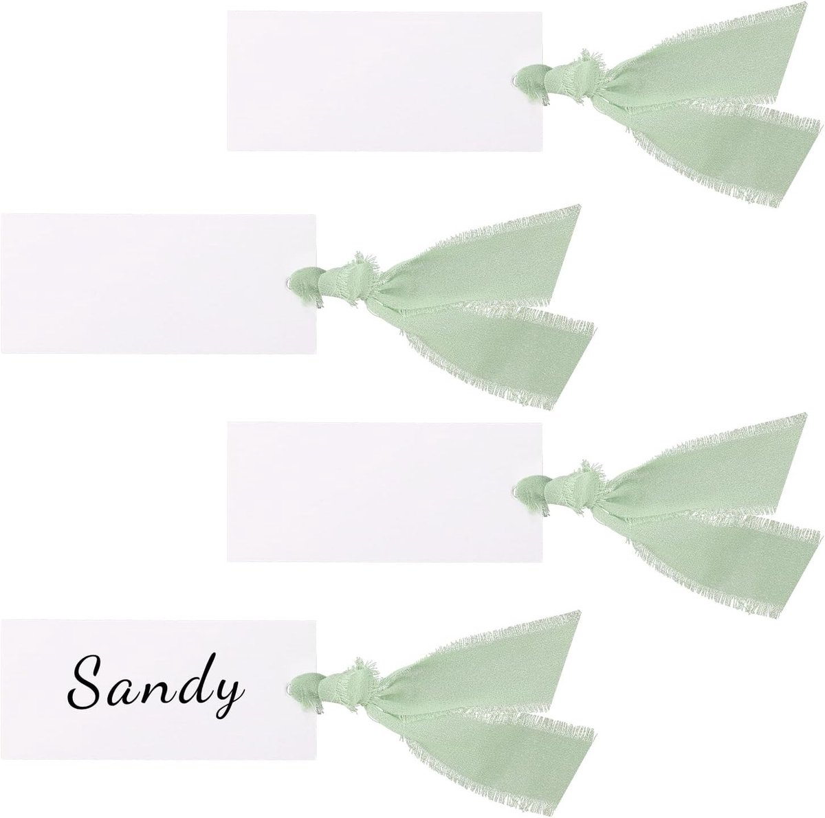 50st Naamkaartjes, 9x4cm voor Tafeldecoratie met 3 Rollen Lint van 280cm Geschikt voor Bruiloftsrecepties Feesten en Banketten (Groen)