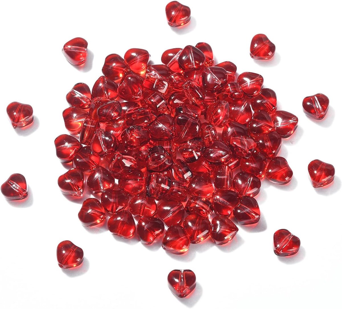 100 stuks handgemaakte lampwork glazen hart kralen rode liefde hart glazen kralen voor doe-het-zelf sieraden maken ambachten decoratie